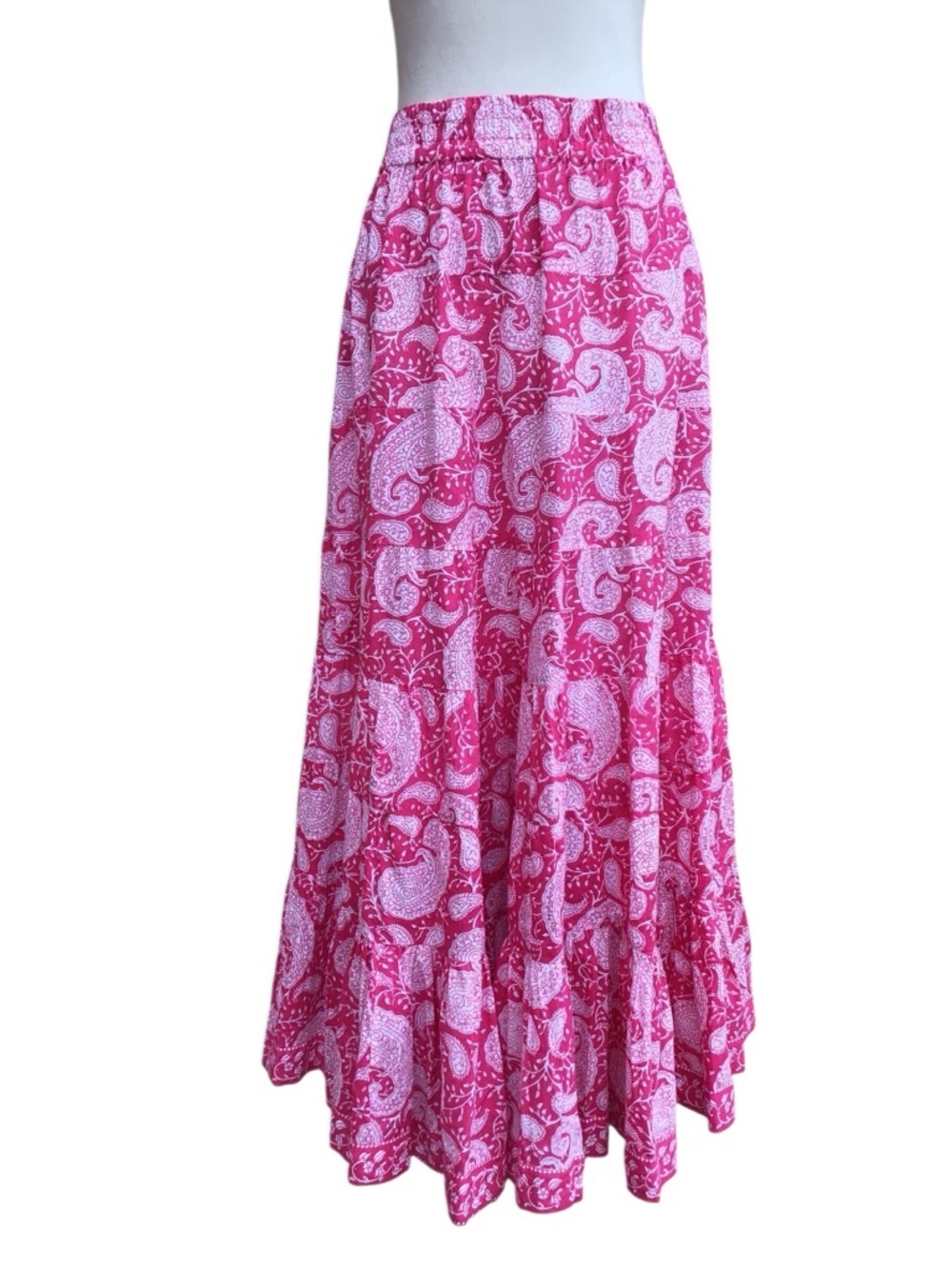 La Plage Jaipur Double Paisley Tiered Maxi Skirt NEW